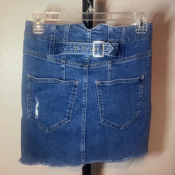 Free People Blue Distressed Demin Skirt - Picture 3 of 4